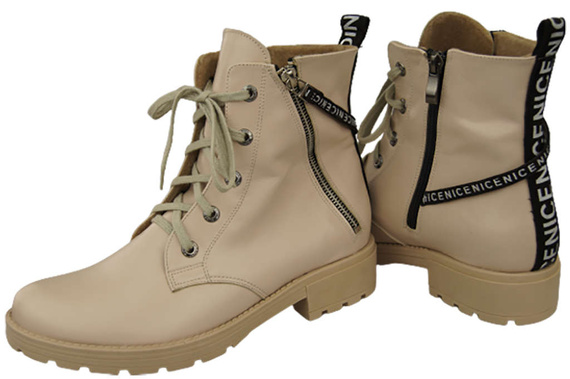 Schuhe Damen-Stiefeletten mit der Aufschrift NICE Natural Leather Cappuccino Light 173 von ElitaBut