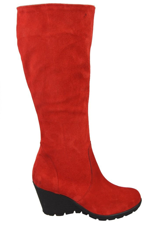 Schuhe Damenstiefel mit Keilabsatz, natürliches Veloursleder, 745 Red ElitaBut