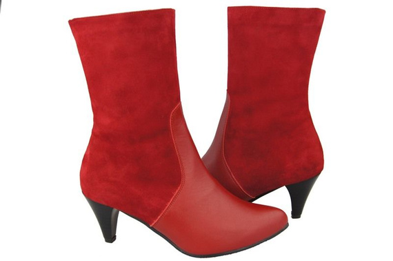 Damen-Winterstiefel, Naturleder, Rot 977 von ElitaBut