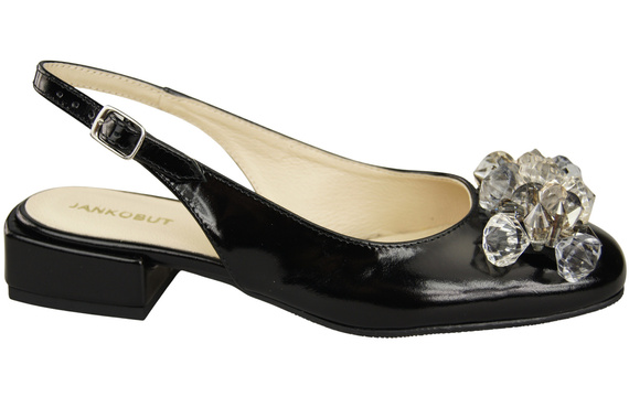 Damen Schuhe Schwarz glänzend Sandalen mit Kristallen Naturleder 215 ElitaBut