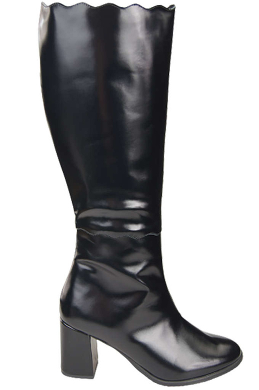 Klassische Damenstiefel, Naturleder, Schwarz, Glänzend 176 ElitaBut