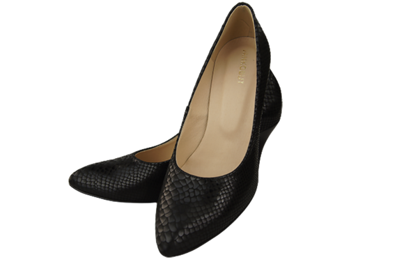 Damenschuhe Pumps Schwarz Schlangenmotiv, Naturleder 150 ElitaBut