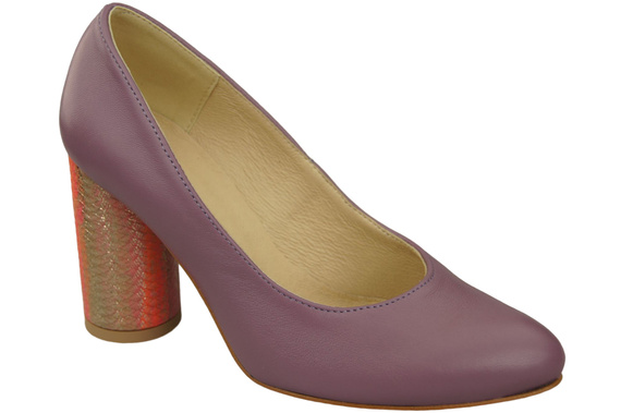 Damenschuhe Pumps Lila Naturleder Bunter Zierabsatz 194 ElitaBut