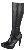 Damen-Plateaustiefel, Naturleder, Schwarz 687 ElitaBut