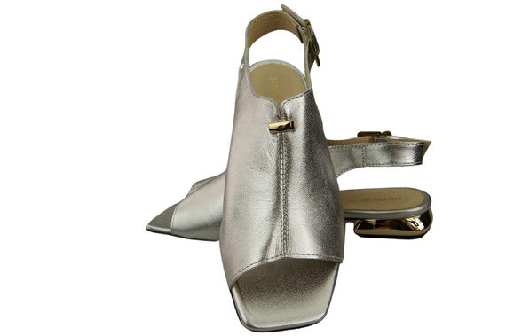 Bequeme Frauenschuhe Sandalen Silber Flacher Goldabsatz Naturleder 207 ElitaBut