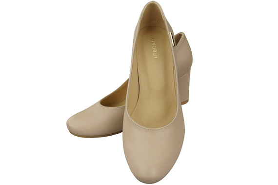 Klassische Damen Cappuccino Helles Leder Mandel Nase Pumps 201 ElitaBut