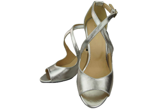 Damenschuhe Silberne Sandalen, Naturleder 186 ElitaBut