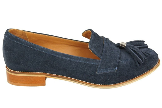 Schuhe Damen Mokassins Naturveloursleder Marineblau 134 ElitaBut