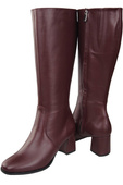 Bequeme Damen Burgund Niedrig Absatz Stiefel Naturleder 212 ElitaBut