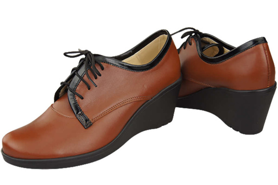 Schuhe Damen-Keilschuhe, Naturleder, Braun 181 ElitaBut