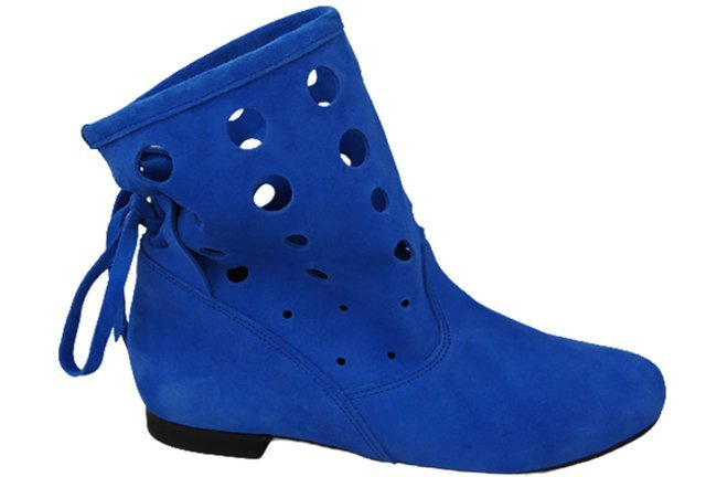 Damen-Stiefeletten, natürliches Veloursleder, Blau 160 ElitaBut