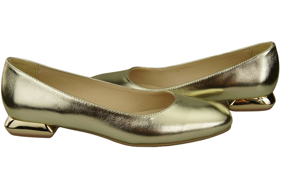 Flache Frauen Schuhe Gold Dekorative Ferse Naturleder 209 ElitaBut