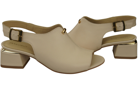 Damenschuhe Sandalen Beige, goldene Schnalle, Naturleder 198 ElitaBut