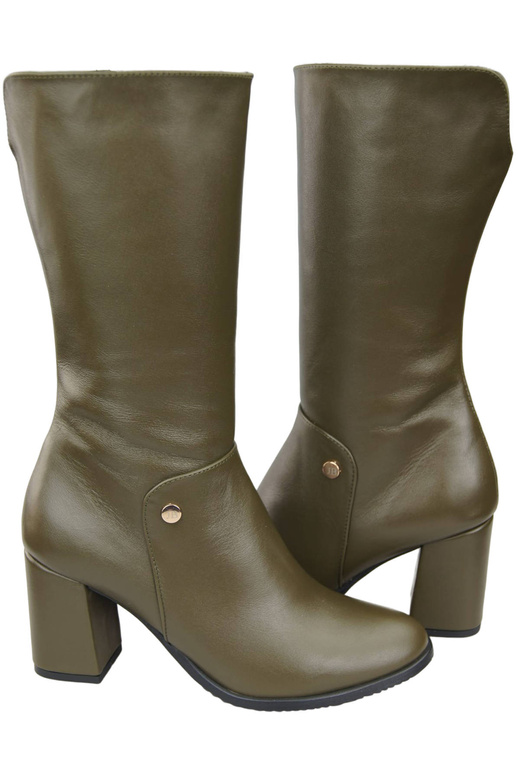 Schuhe Damen-Halbstiefel, Naturleder, Oliv 189 ElitaBut