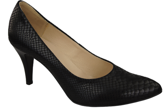 Damenschuhe Pumps Schwarz Schlangenmotiv, Naturleder 150 ElitaBut
