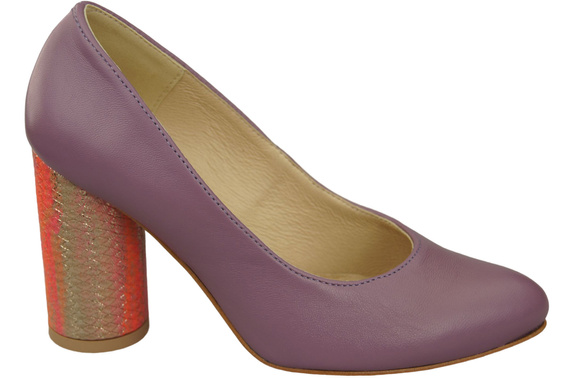 Damenschuhe Pumps Lila Naturleder Bunter Zierabsatz 194 ElitaBut