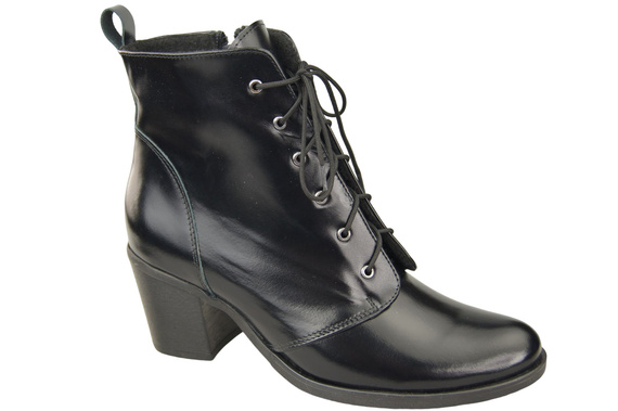 Winter-Schnürstiefel für Damen, Naturleder, Schwarz, Glänzend 188 von ElitaBut