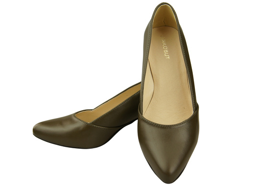 Damen Pumps Olive Echtleder Spitz Zehen Absatz ElitaBut 221