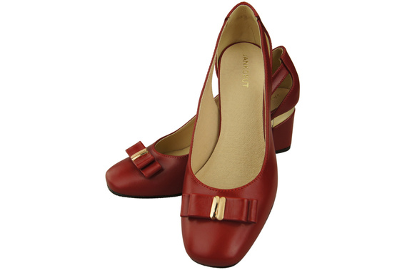 Schuhe Damen Rot Pumps aus Naturleder mit dekorativem Absatz 199 ElitaBut
