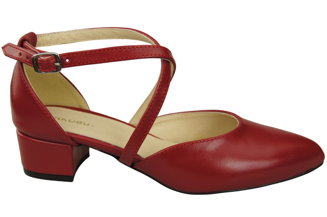 Damen Sandalen Echtleder Rot mit Riemen Niedriger Absatz 223 ElitaBut