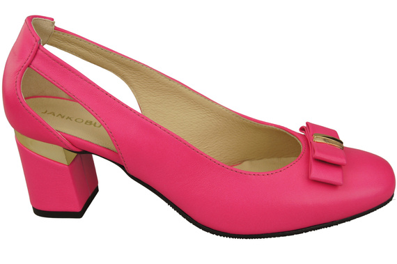 Schuhe Damen Neon Pink Pumps aus Naturleder mit dekorativem Absatz 199 ElitaBut