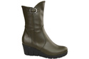 Damen-Keilstiefel, Naturleder, Olive 178 ElitaBut