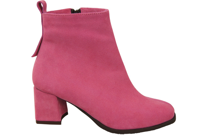 Damen Stiefeletten Fuchsie aus Veloursleder, stabiler Blockabsatz, Reißverschluss 224 ElitaBut