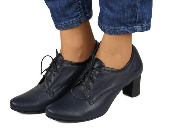 Schuhe Damenschuhe zum Schnüren, Naturleder, Marineblau 758 ElitaBut