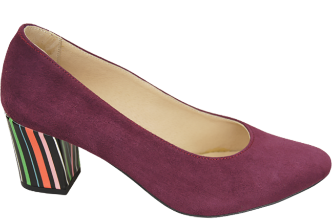 Damenschuhe Pumps Burgunderrot Natürliches Wildleder Dekorativer Absatz 158 von ElitaBut