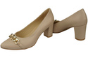 Klassische Frauen Cappuccino Blass Naturleder Schuhe mit Gold Ornament Kette 200 ElitaBut