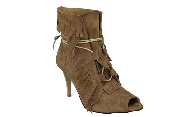 Damenschuhe Peep-Toe-Stiefeletten, natürliches Wildleder, Cappuccino 964 ElitaBut