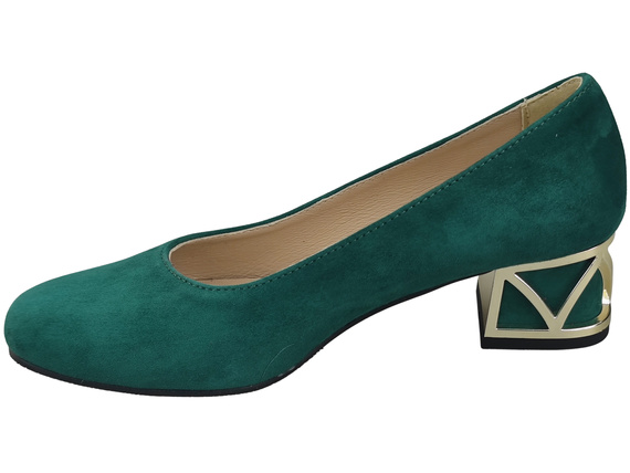 Bequeme Damenschuhe Malachit Pumps mit dekorativem Absatz Natürliches Wildleder 219 von ElitaBut