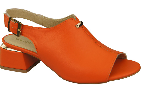 Damenschuhe Sandalen Orange-goldene Schnalle Naturleder 198 ElitaBut
