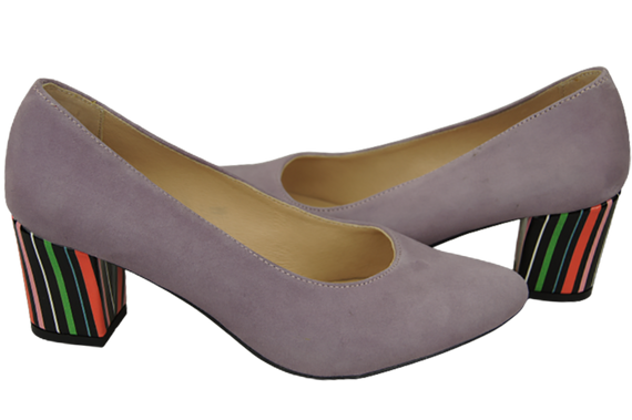 Damenschuhe Pumps Lila Natürliches Wildleder Dekorativer Absatz 158 von ElitaBut