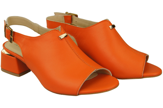 Damenschuhe Sandalen Orange-goldene Schnalle Naturleder 198 ElitaBut