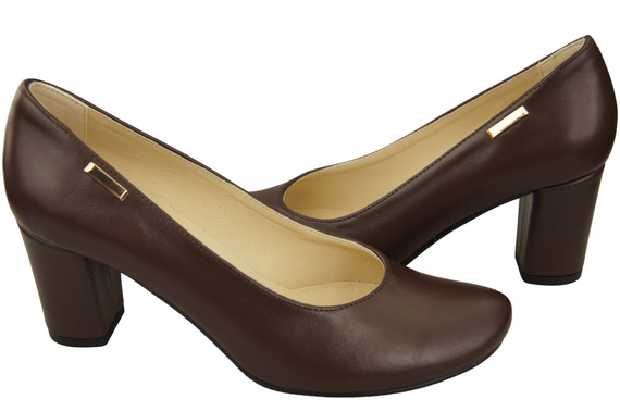 Klassische Damen Schokolade Leder Mandel Nase Pumps 201 ElitaBut