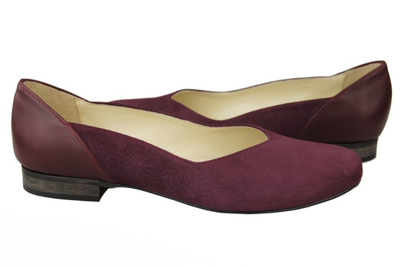 Damen-Ballerinas, Naturleder, Burgunderrot 984 ElitaBut