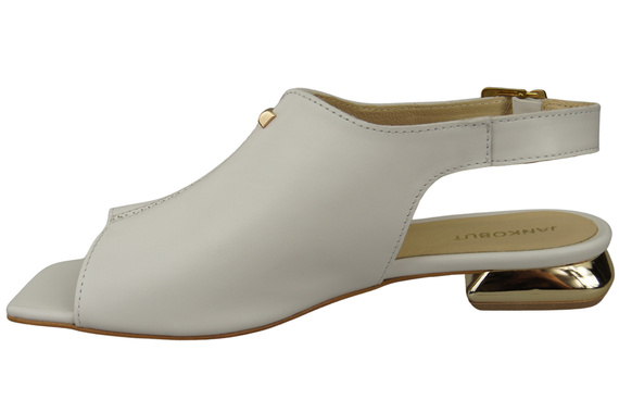 Bequeme Frauenschuhe Sandalen Weiß Flacher Goldabsatz Naturleder 207 ElitaBut