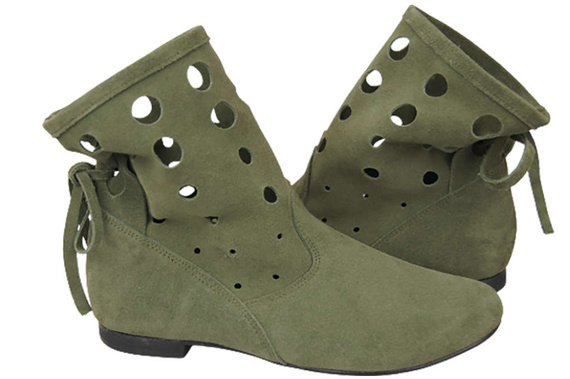 Schuhe Damen-Stiefeletten, natürliches Veloursleder, Flaschengrün 160 ElitaBut