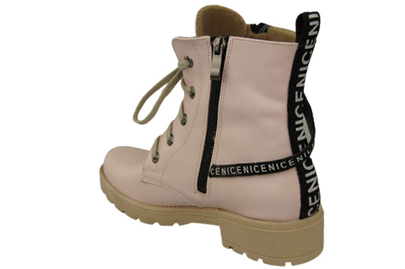 Schuhe Damen-Stiefeletten mit der Aufschrift NICE, Naturleder, Puderrosa 173 L ElitaBut