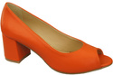 Damenschuhe PEEP TOE Pumps Orange Naturleder mit beschichtetem Absatz 192 ElitaBut
