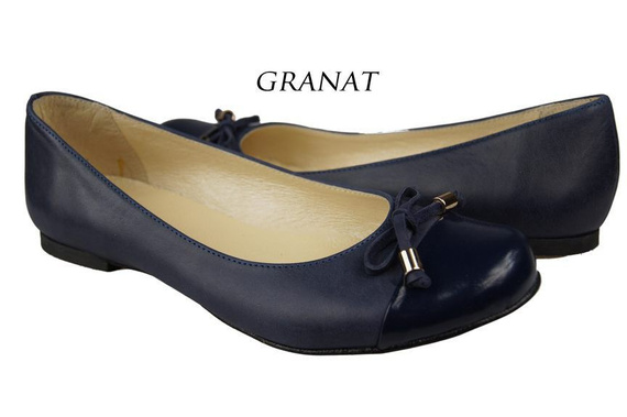 Damen-Ballerinas, Naturleder, Marineblau 895 ElitaBut