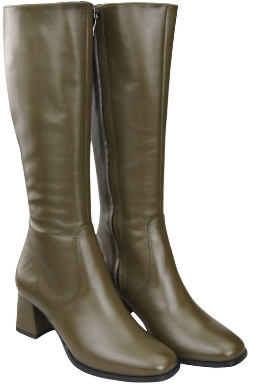 Bequeme Damen Olive Niedrig Absatz Stiefel Naturleder 212 ElitaBut