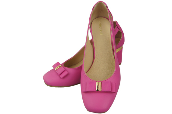 Schuhe Damen Fuchsia Pumps aus Naturleder mit dekorativem Absatz 199 ElitaBut