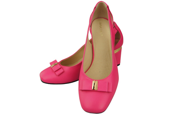 Schuhe Damen Neon Pink Pumps aus Naturleder mit dekorativem Absatz 199 ElitaBut