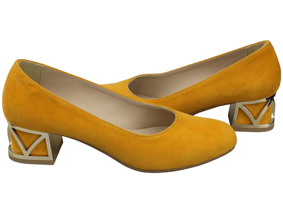 Bequeme Damenschuhe Mango Pumps mit dekorativem Absatz Natürliches Wildleder 219 von ElitaBut