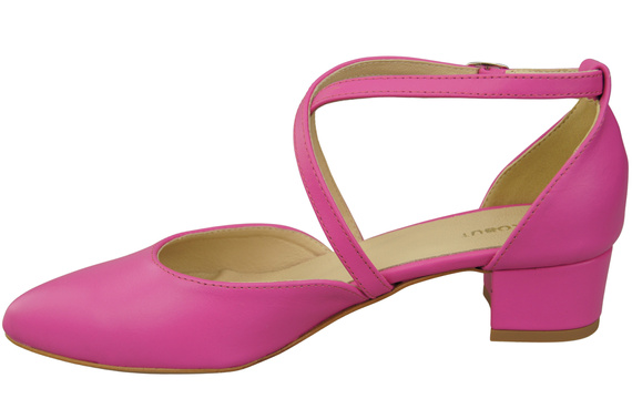 Damen Sandalen Echtleder Fuchsie mit Riemen Niedriger Absatz 223 ElitaBut