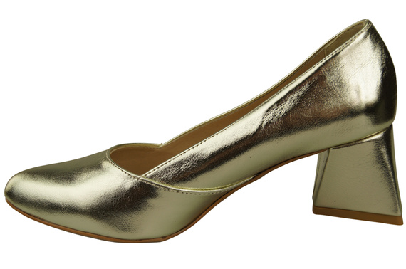 Damen Pumps Gold Echtleder Spitz Zehen Absatz ElitaBut 221