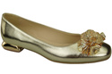 Damen Gold Pumps mit Kristallen flach Naturleder 216 ElitaBut