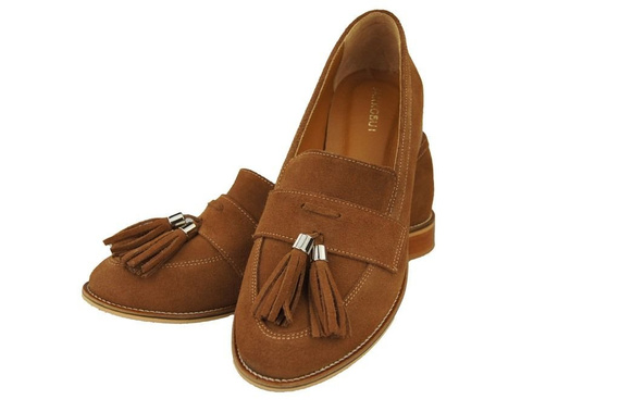 Schuhe Damen Mokassins Naturveloursleder Karamell 134 ElitaBut